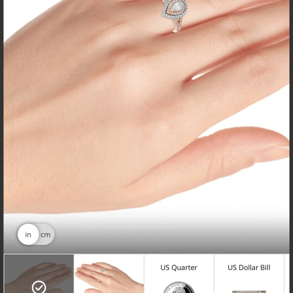Zales Rose Gold and Silver Teardrop Diamond Ring - Picture 7 of 11